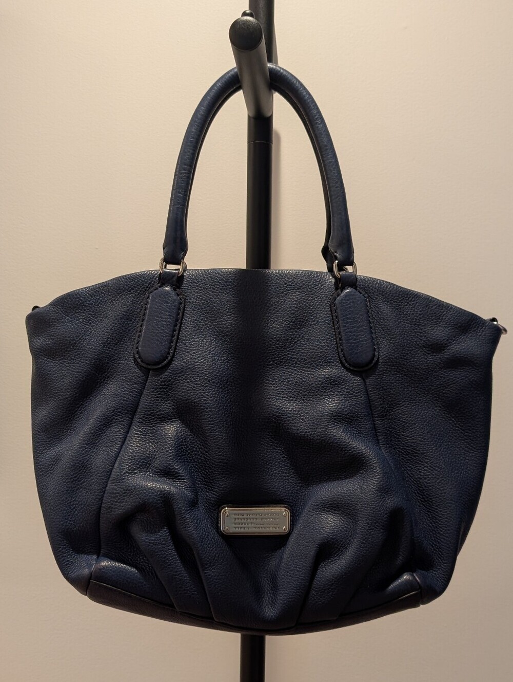 Marc by Marc Jacobs Classic Q Fran in Navy Leather Top Handle Bag